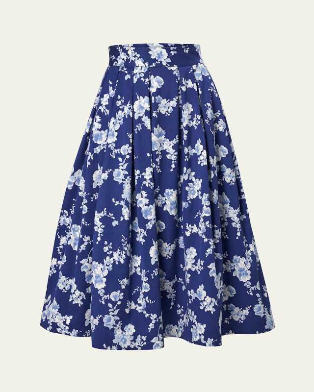 Floral Full Midi Skirt